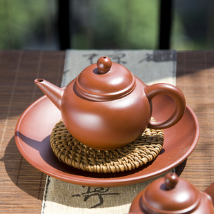 紫砂茶壶薄胎水平茶壶实用潮州手拉壶薄胎朱泥家用泡茶利器茶具