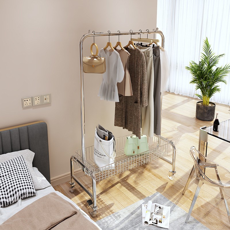 挂衣架落地卧室晾衣架家用客厅阳台室H内宿舍可移动衣帽架展示架
