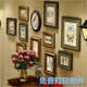 美式 做旧实木复古相框墙轻奢免打孔组合照片墙客厅餐厅复古背景墙