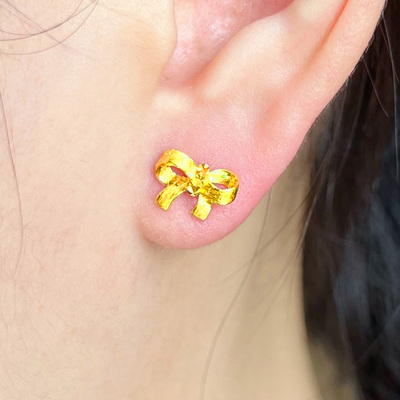 千影珠宝黄金耳钉女款足金耳饰