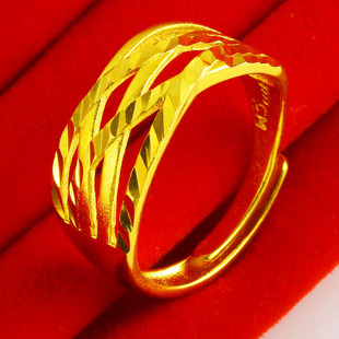 仿真黄金戒指男女款饰品专柜可调节仿真金指环活口戒子