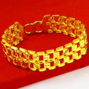 仿真黄金手链男士9999足金女款胖子霸气纯金首饰送礼物大气送老公