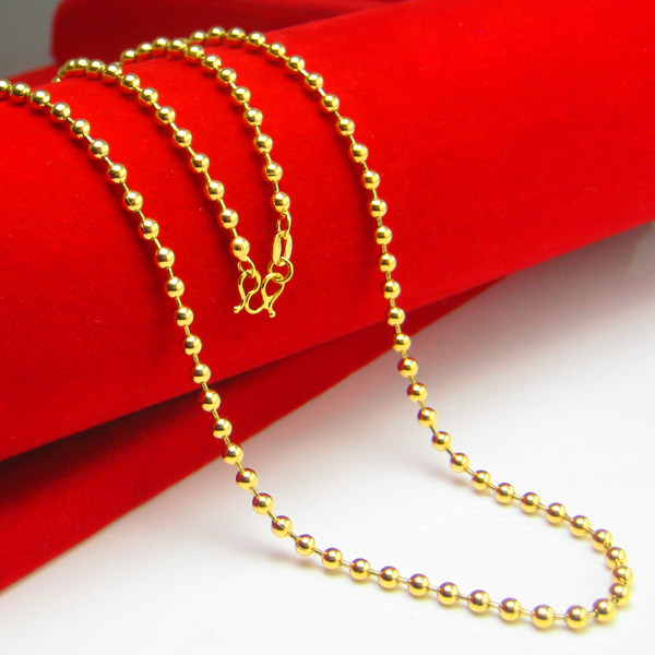 久不掉色黄金项链男女款细仿真金串珠珠光珠佛珠光面链子送礼