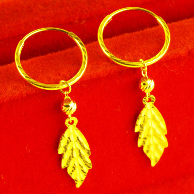 黄金耳环9999足金女款送老婆礼物