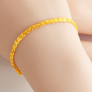 正品黄金手链9999足金女款纯金手镯招财铜钱真金送妈妈生日礼物