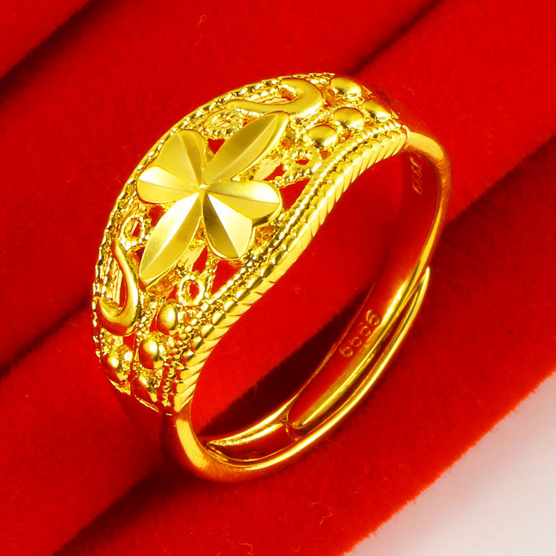 仿真黄金戒指999仿金女款戒子24K金纯金首饰送妈妈送情人时尚