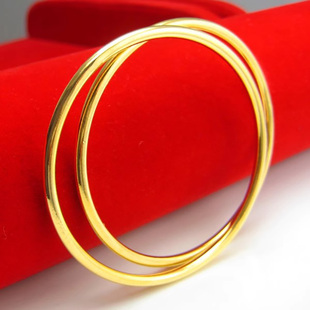 仿真黄金手镯男士女款光面9999足金细实心仿真金镯子结婚首饰