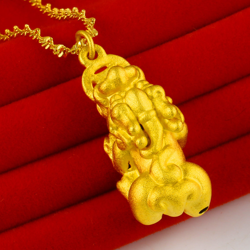 仿真黄金项链吊坠9999足金貔貅坠子招财进宝纳发财3D硬金真金纯金