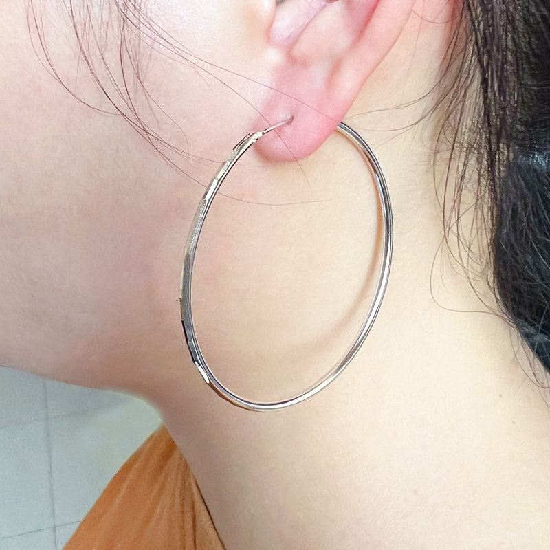 925银耳环女款铂金耳环pt950耳圈男女款大小圆圈圈饰品时尚银饰