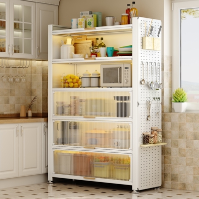 厨房置物架落地多功能家电收纳储物柜橱柜架子家用调料架柜子碗柜