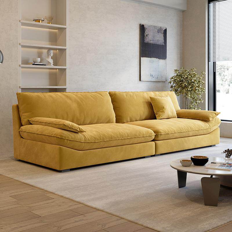 极简磨砂布艺客厅简约直排乳胶沙发慵懒风ins网红民宿豆腐块沙发