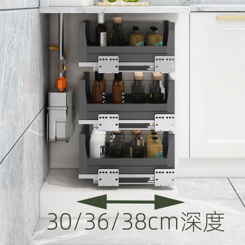 批厨房橱柜抽屉式拉篮调味篮浅柜餐边柜储物篮300-900柜覆