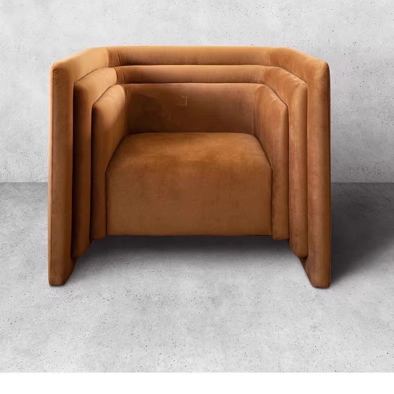 新品轻奢丝绒布艺沙发异形设计款酒店咖啡厅美容院单人三人扶手椅