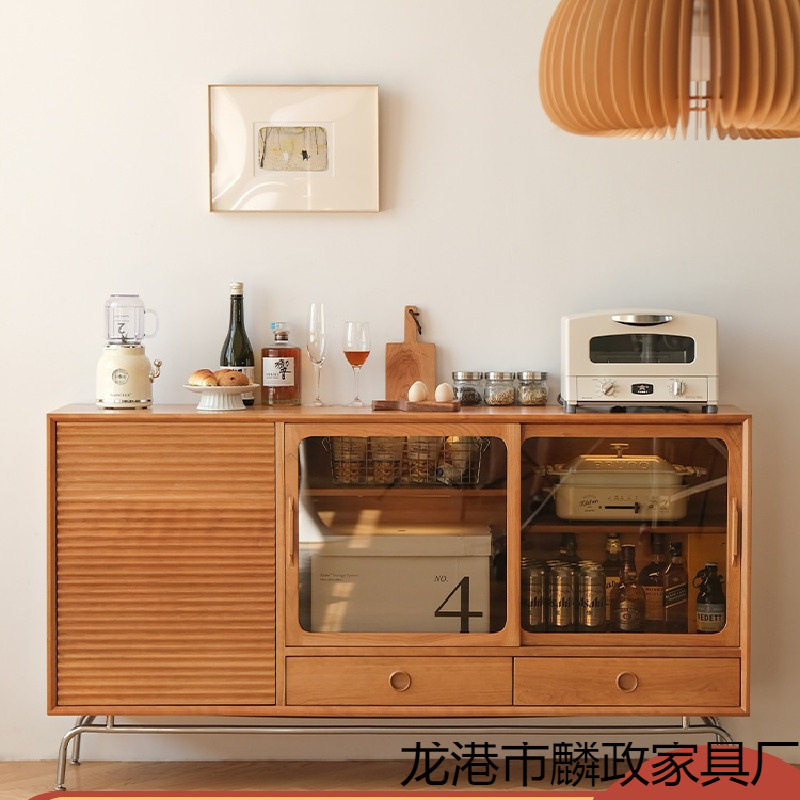 北欧实木餐边柜日式橱柜简约酒柜靠墙家用客厅茶水柜玄关储蓄柜