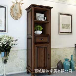 复古美式 饰整理柜 家居储物柜带抽屉立式 单门收纳柜木质酒柜展示装