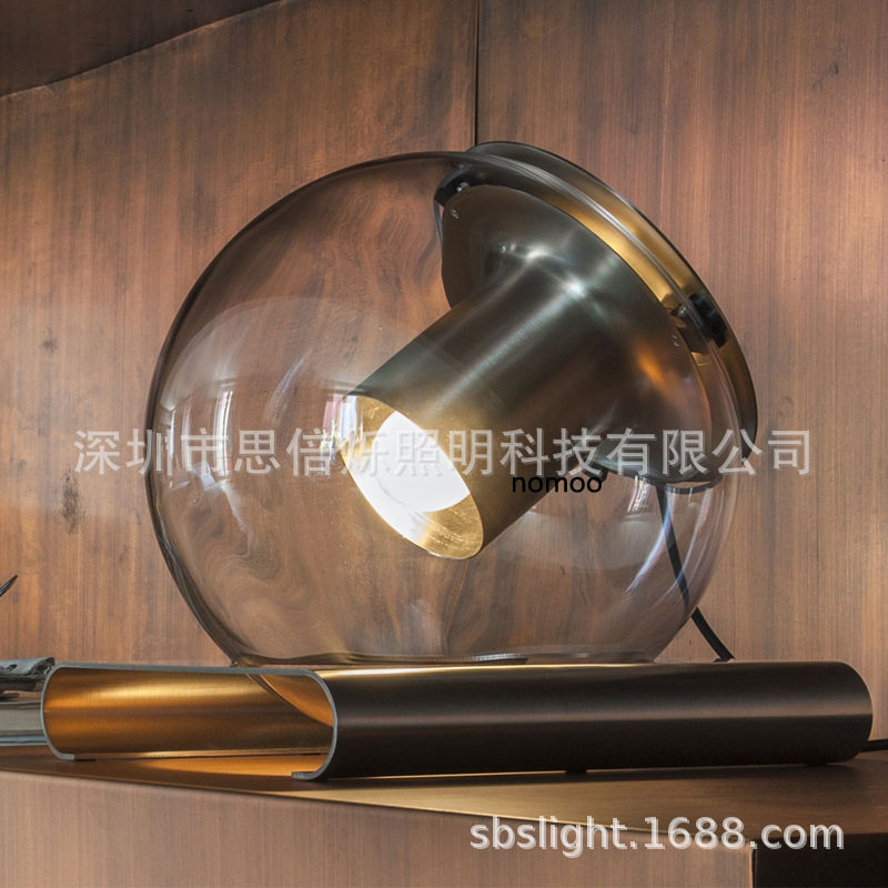 北欧简约书桌玻璃球台灯后现代家居卧室床头沙发边几装饰阅读台灯