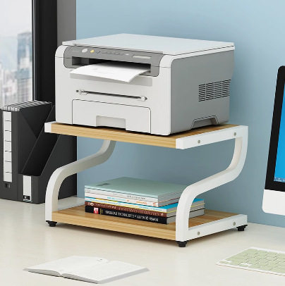 办公室文件双层收纳架简约桌面铁艺置物架电话架简易打印机架子