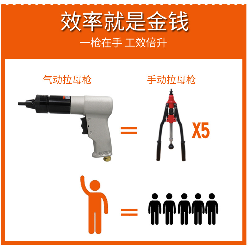 高宝M5-M10气动拉铆螺母枪工业级拉帽枪自锁头拉母枪风动拉铆枪
