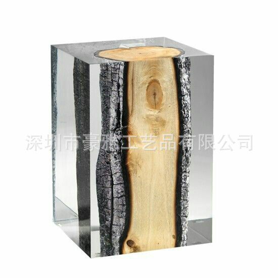 批量销售亚克力木头凳子40*40*40cm木头亚克力方柱