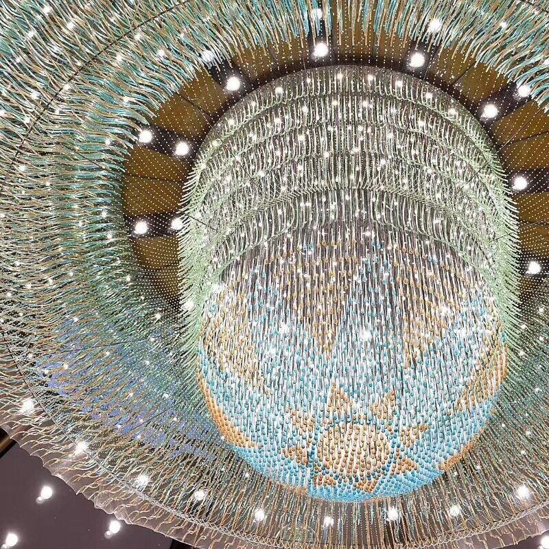 酒店工程水晶灯KTV会所大堂粉宴会厅酒店吸顶灯珠宝圆形吸顶灯