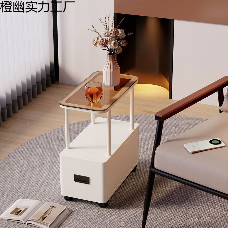 超窄边几小茶几轻奢夹缝收纳柜子小户型可移动桌子床头收纳储物柜