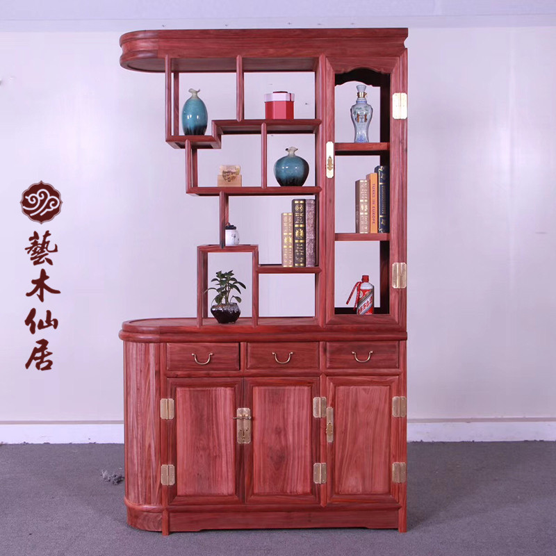 红木隔厅白胚血檀酒吧柜实木储物置物柜现代酒柜客厅酒简约橱柜
