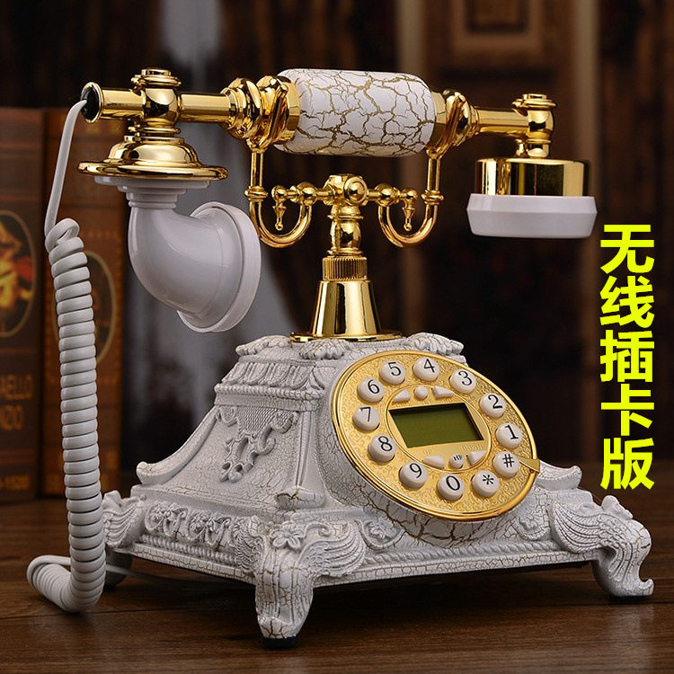 欧式复古电话机仿古老式家用座机美式时尚创意无线插卡电话工艺品