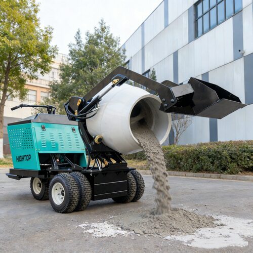 源头工厂HT800 迷你搅拌车 全自动自上料轮式混凝土罐 移动搅拌机