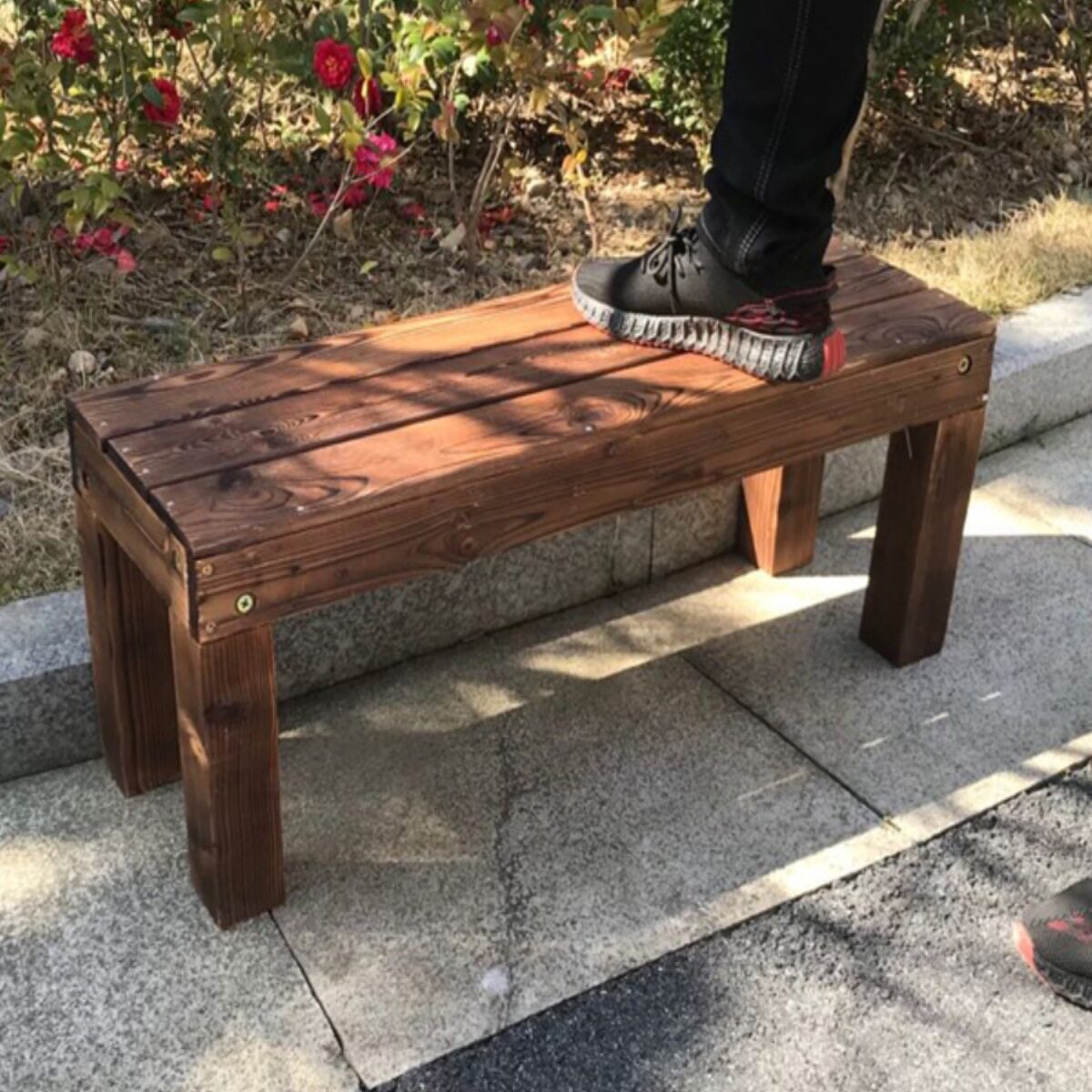 户外实木脚踏凳木制移动踏步木头踏板阳台防腐木家用实木增高tω