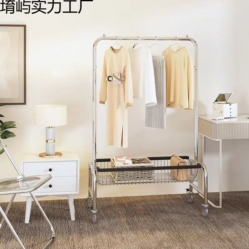 落地带篮推车多功能衣帽架