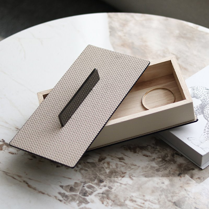 现代轻奢样板房收纳盒装饰品摆件软装家居衣帽间皮革长方形收纳箱