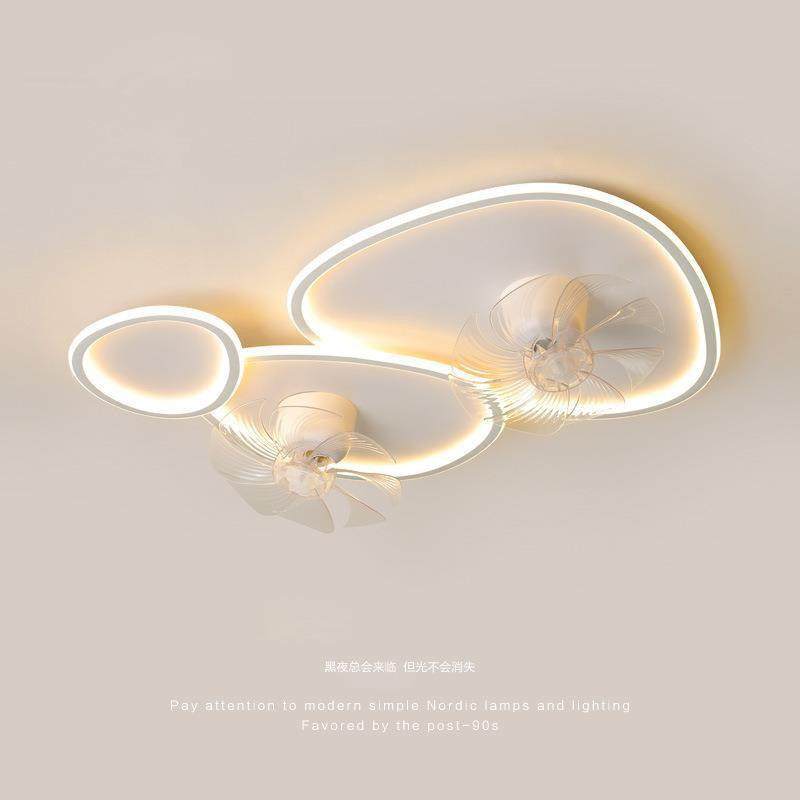 极简客厅吸顶灯现代简约可摇头风扇灯新款创意设计电扇一体卧室灯