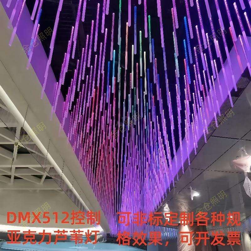 DMX512外控全彩芦苇灯亚克力磨砂棒气泡灯防水景观插地灯室外