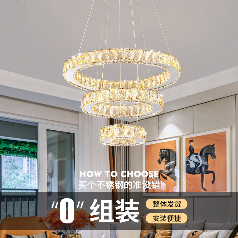 现代轻奢水晶吊灯圆形餐吊灯创意客厅灯酒店别墅灯具灯饰厂家直销