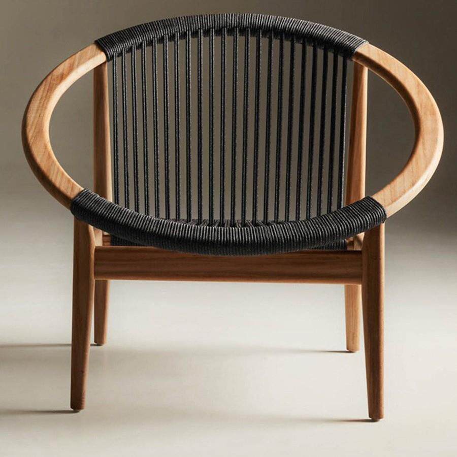 懒人阳台实木藤编沙发单人藤椅柚木中式休闲户外防水防晒茶几组合