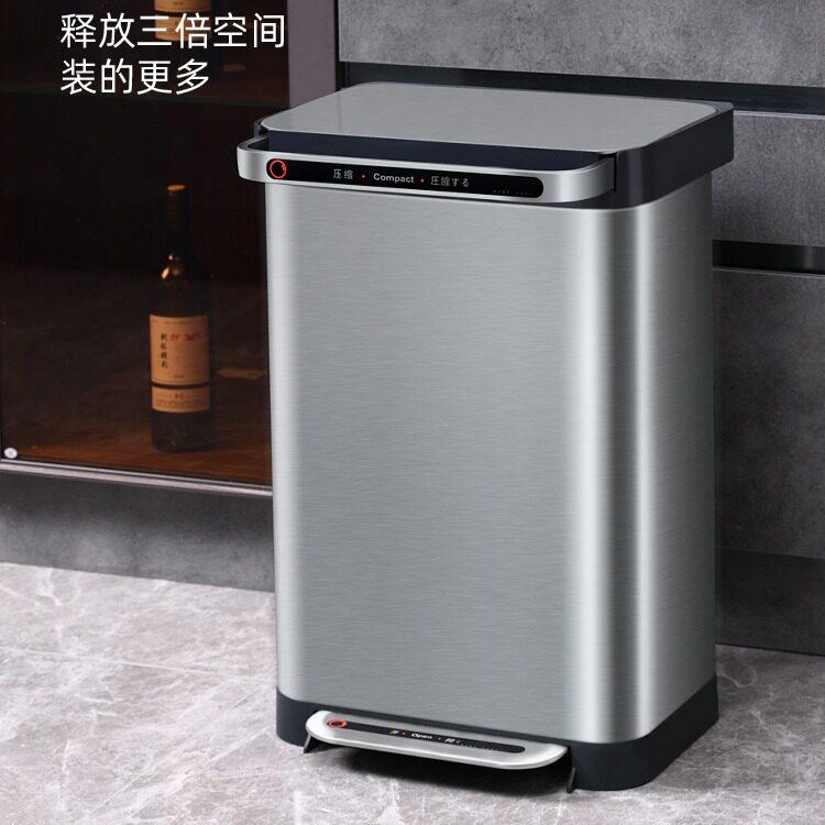 洁安惠厨房可压缩垃圾桶家用大号大容量有带盖脚踏式拉圾筒脚踩高