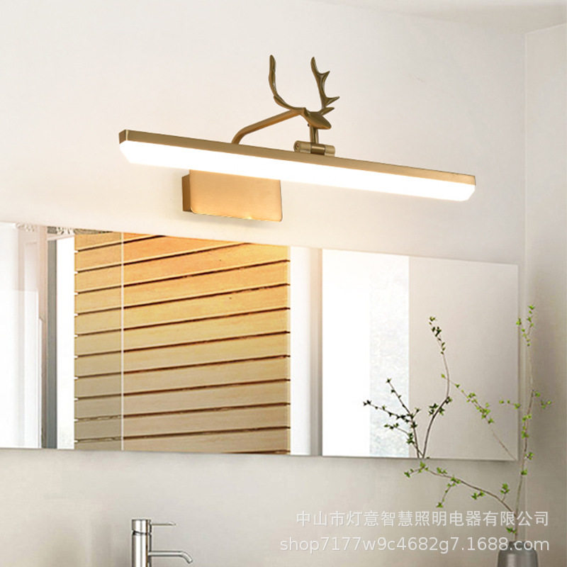 北欧鹿角镜前灯卫生间镜柜专用免打孔安装洗手间LED化妆补光壁灯