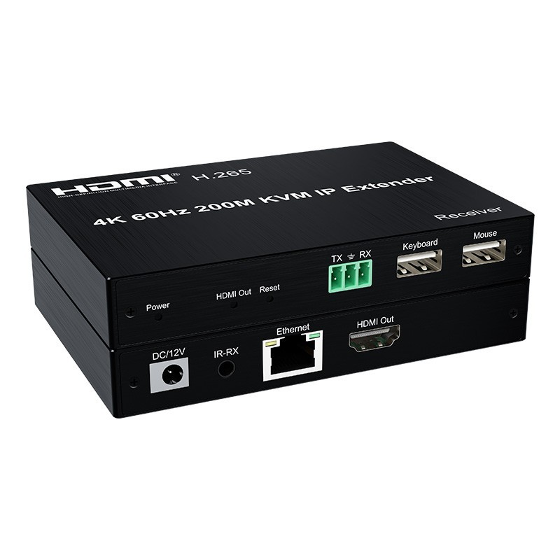 4K KVM 200M延长器4K@30HZ H265 KVM IP延长器200米一对多 多对多