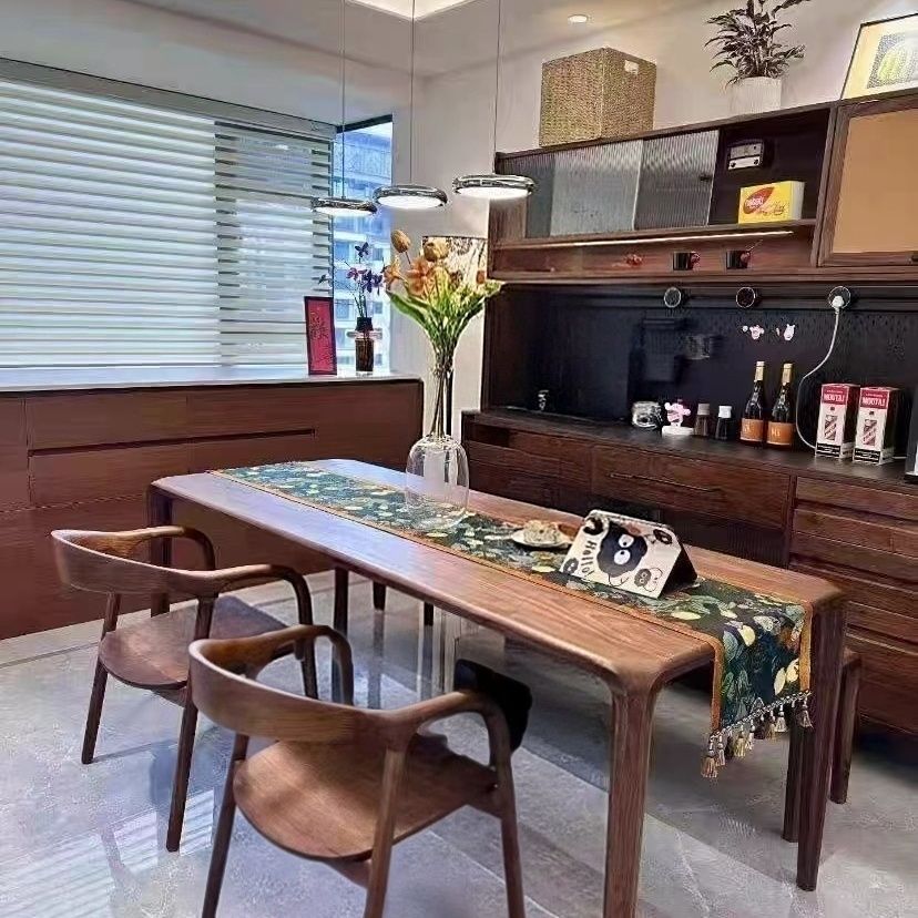 网红古风榫卯黑胡桃实木餐桌
