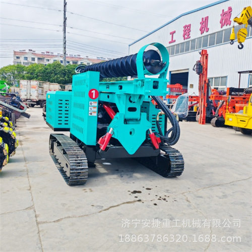 履带自行走光伏打桩机 大扭矩液压螺旋钻孔机 钻锤一体光伏气动钻