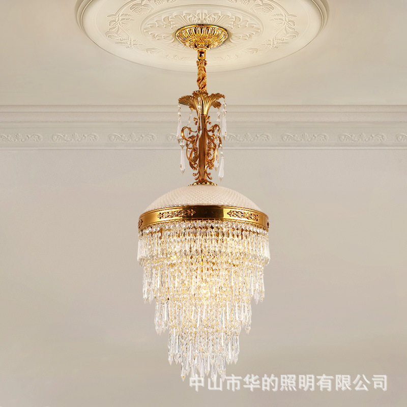 轻奢客厅水晶全铜吊灯简约高档奢华大气卧室灯饰法式别墅餐厅灯具