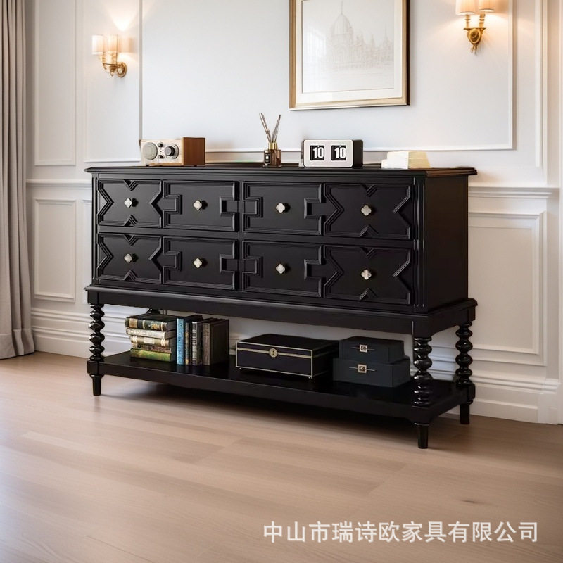 法式中古风实木玄关收纳斗柜