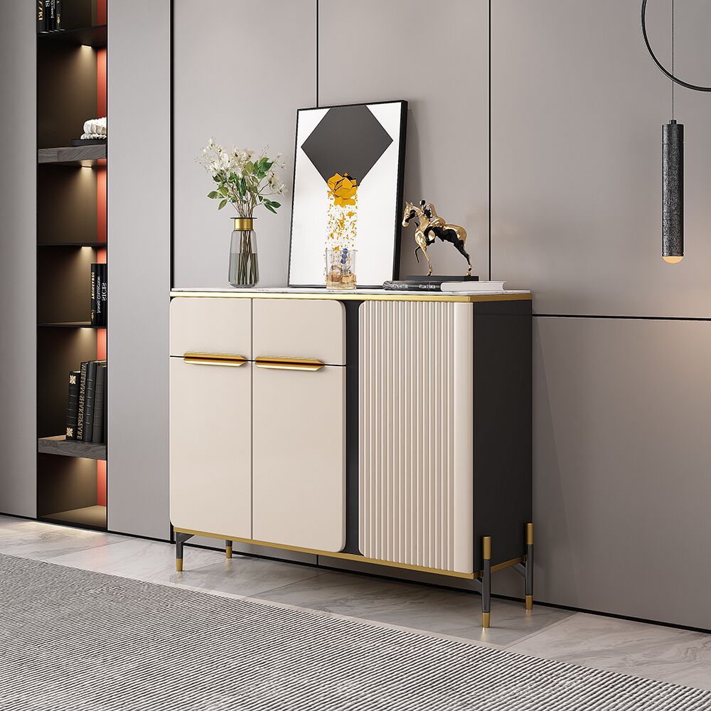 轻奢岩板餐边柜靠墙厨房碗柜储物置物柜现代简约轻奢酒茶水一体柜