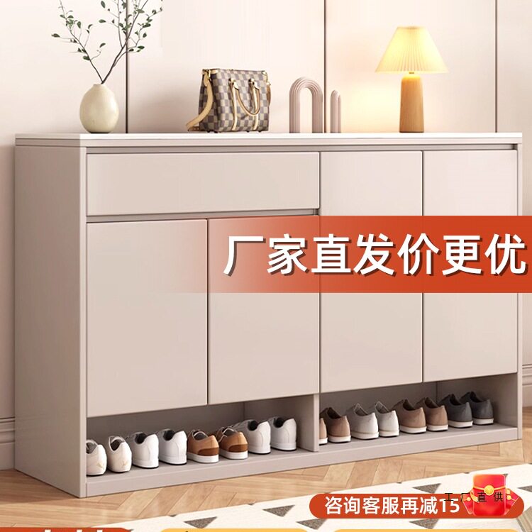 轻奢岩板实木玄关鞋柜