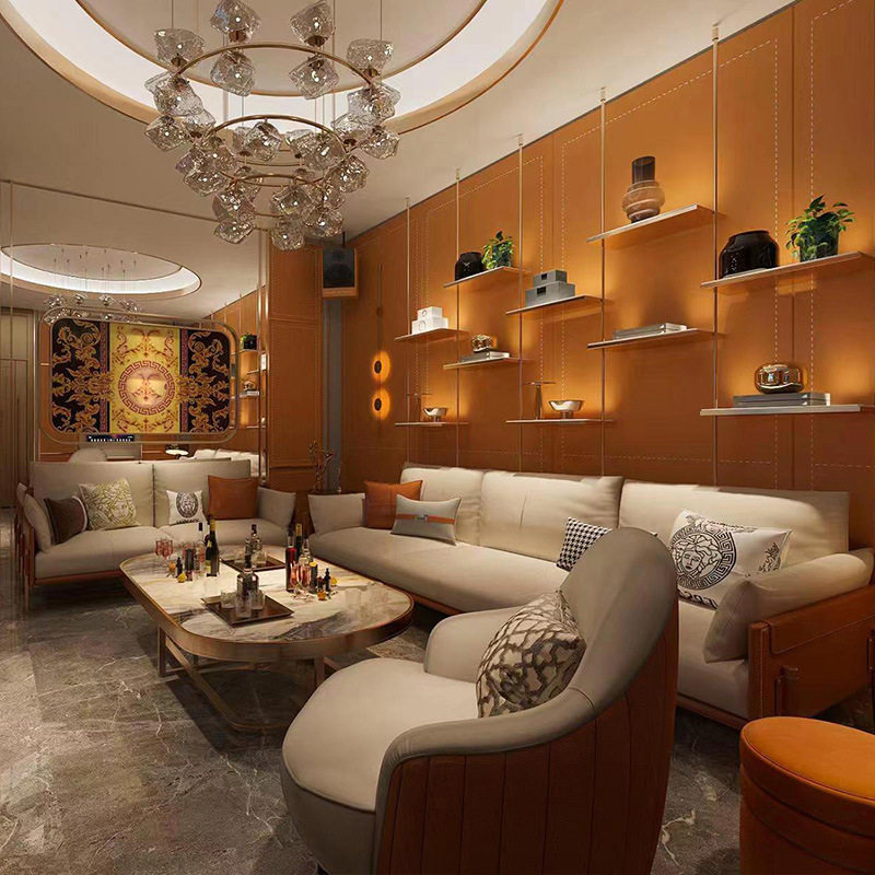 ktv沙发私人影院酒吧夜总会包厢港式轻奢清吧歌舞厅茶几沙发组合