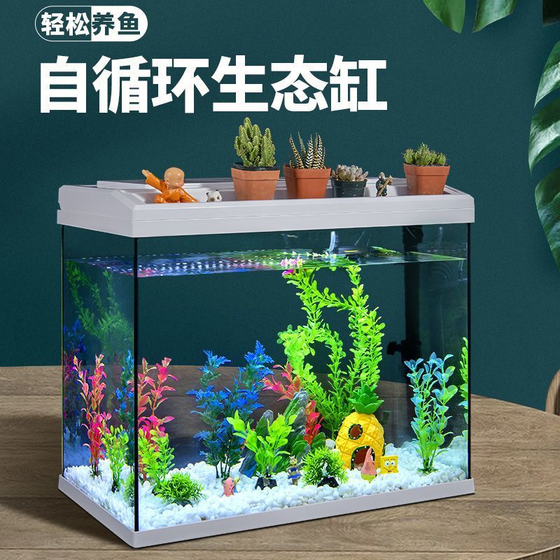 鱼缸水族箱客厅小型自循环家用懒人免换水生态桌面玻璃金鱼缸包邮