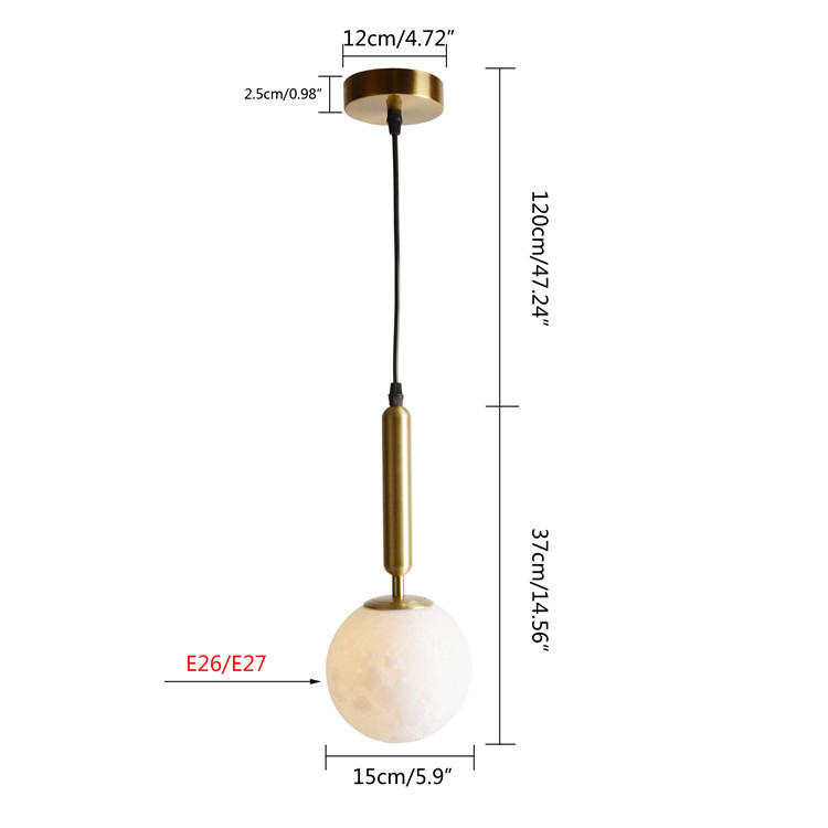 现代简约3D打印月球吊灯奶油风卧室餐厅书房吊灯圆球星球led吊灯