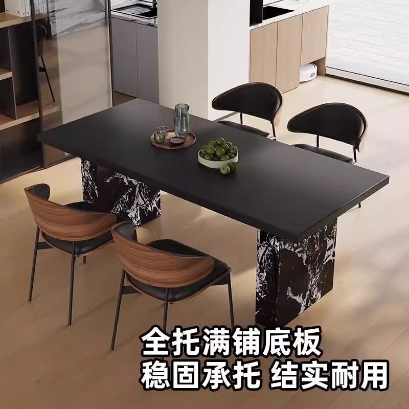 意式简约岩板下挂轻奢组合餐桌