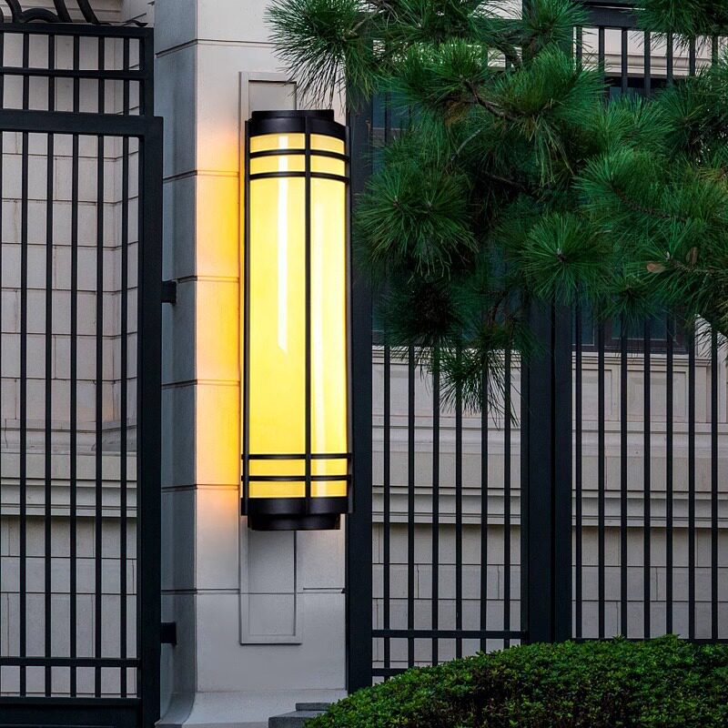 太阳能户外防水壁灯简约仿云石别墅庭院阳台室外长条大门两侧柱灯