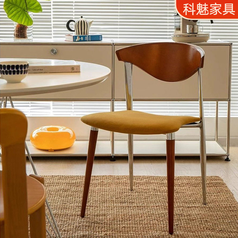 复古实木椅子靠背椅家用办公设计师款餐椅网红ins风拍照休闲椅子
